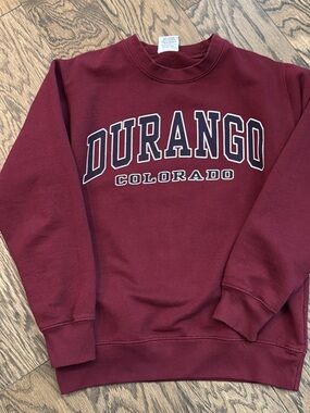 Durango Maroon Crewneck Sweatshirt with White Trimmed Lettering